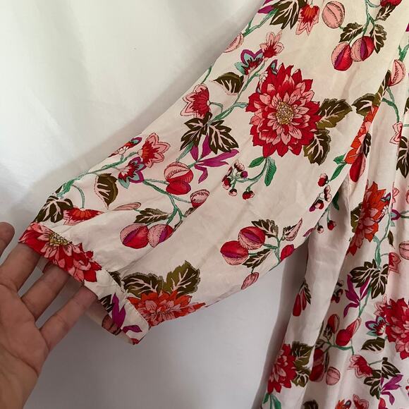 Rose & Olive Floral Womens Top 1X Smocking Cottagecore Y2K Soft Girl Button Up - Picture 5 of 14